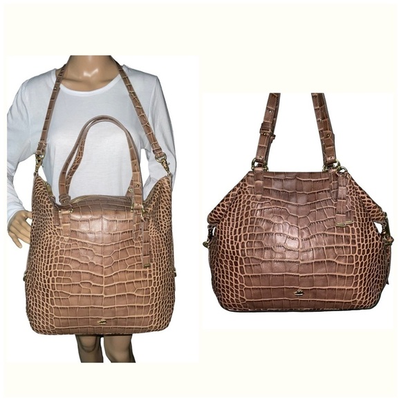 Brahmin Delaney Taupe Savannah Leather Shoulder Bag Crossbody Tote NWOT - Picture 14 of 14